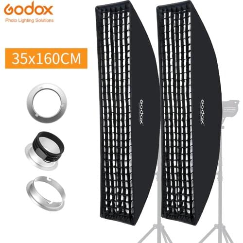2PCS Godox 35x160cm 14"x63" Strip Beehive Honeycomb Grid Softbox with Bowens Mount for Studio Flash SK300 SK400 DE300 DE400