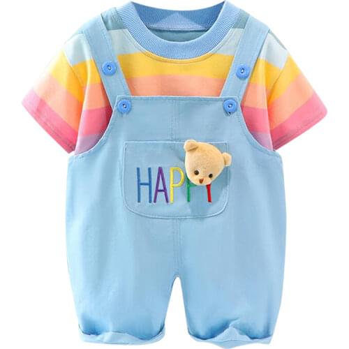 Two-piece cute dinosaur tail sling set for children 0-5 years old 2021 new summer baby boy short-sleeved childrens wear