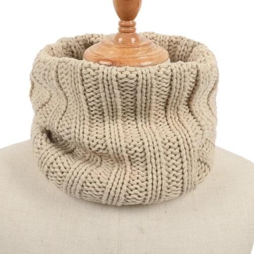 KENSHELLEY Autumn And Winter Fashion Versatile Solid Color Lovers Thickened Warm Wool Knitted Snood