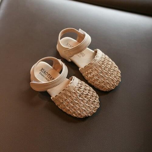 2021 Summer New Soft Bottom Little Girls Princess Sandals Summer Girls Hollow Hand-woven Baby Sandals Kids Princess Sandals