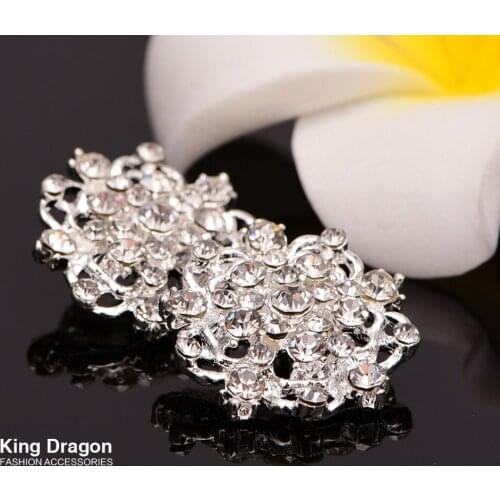 Crystal Rhinestone Buttons Sew On Flower Center Or For Baby Hair Accessories 20MM 20pcs/lot Silver Color Shank Back