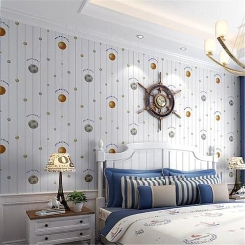 Beibehang New children room wallpaper cartoon non-woven striped wallpaper basketball football boy bedroom background wall paper