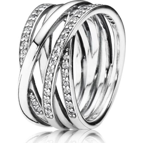 Women Ring 925 Sterling Silver Entwined Clear CZ Wedding Engagement Rings for Women Jewelry
