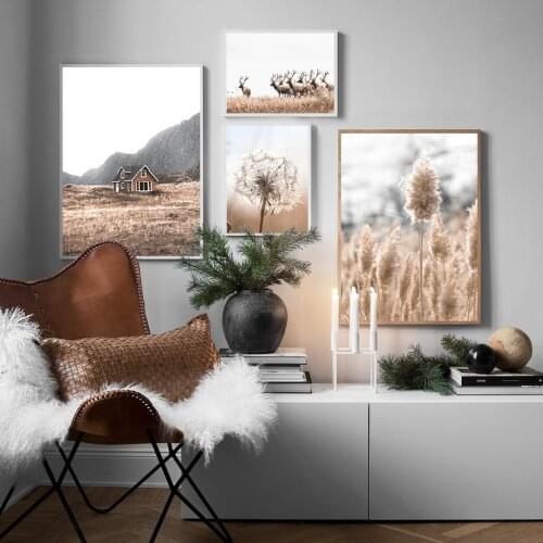 Deer And Dandelion Plants Scandinavian Canvas Painting Decorative Wall Picture Hot Selling Posters For Living Room Decoration