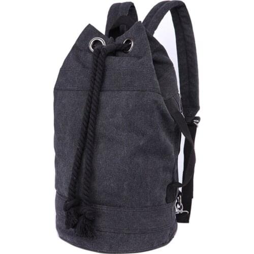 Unisex Canvas Backpack Bucket Drawstring Backpack Travel Luggage Bag Casual Men Laptop Rucksack Mochila 2 Different Sizes