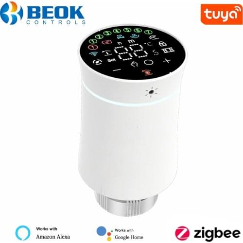 Beok Zigbee Tuya Thermostatic Radiator Valve Actuator TRV Smart Thermostat Programmable Temperature Controller Works with Alexa