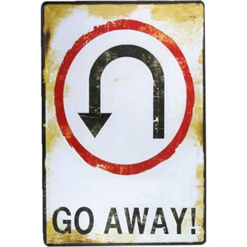 GO AWAY! Arrow vintage Metal Sign garage signs art decor prints for sale