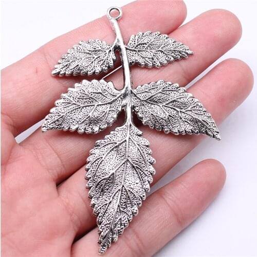 WYSIWYG 1pcs 79x56mm Vintage Leaf Branch Pendants Charm Jewelry Making Antique Bronze Color Branch Pendants Charm Big Branch