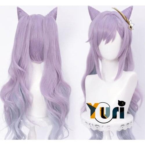 Yuri Genshin Impact Ke Qing Cosplay Hair Wig bunches Gradient 80CM Give Human Hair hairpiece Cos Creative C