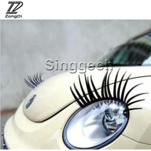 ZD 1Pair 3D Car Fake Eye Lash Stickers Headlight for BMW Toyota Ford Renault Opel Kia VW Honda Mercedes Mazda Peugeot Audi 2017