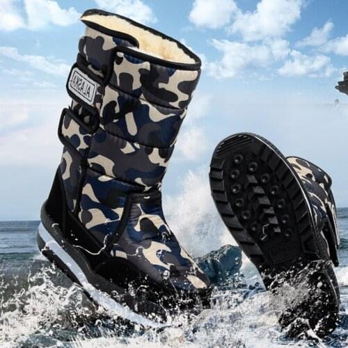 Winter Women Boots Plus Size Platform Boots High-tube Waterproof Camouflage Snow Boots Warm Cotton Shoes Thigh High Boots Unisex
