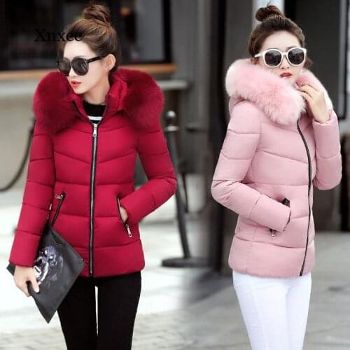Winter Outerwear Parka Women Jacket Hooded Coat Fur Collar Thicken Warm Short Jacket Female Plus Size Ladies Basic Coat Clothing