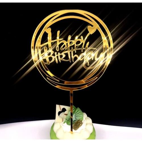 Gold Silver Black Acrylic Letter Cake Topper Happy Birthday Dessert Decoration Baby Shower Wedding Party Decor Lovely Gifts