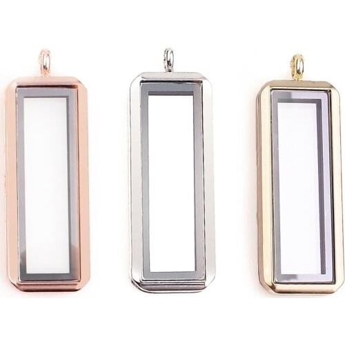 1PCS/lot Upright Plain Rectangle Floating Locket Glass Memory Living Locket Pendant Fit For Necklaces Women Gift Jewelry