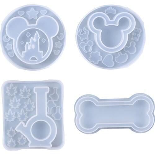 1pcs Crystal Epoxy Mold Bone Castle Quicksand Silicone Mold For DIY Mickey Head Home Ornaments Birthday Gifts Decoration Making