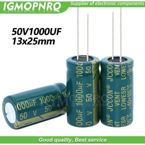 10PCS 50V1000UF 13*25mm igmopnrq Aluminum electrolytic capacitor high frequent low impedance 13x25mm