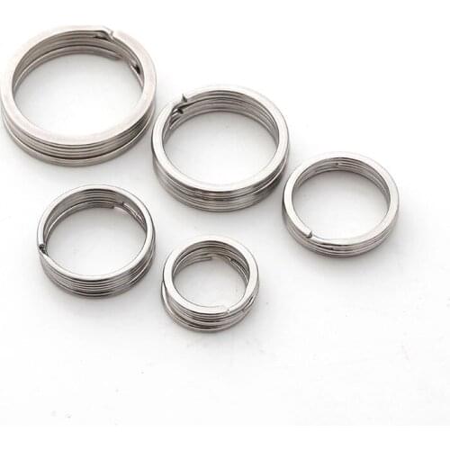 100pcs/Bag 20mm 25mm 30mm 35mm Stainless Steel Flat Key Ring Smooth DIY Jewelry Accessories