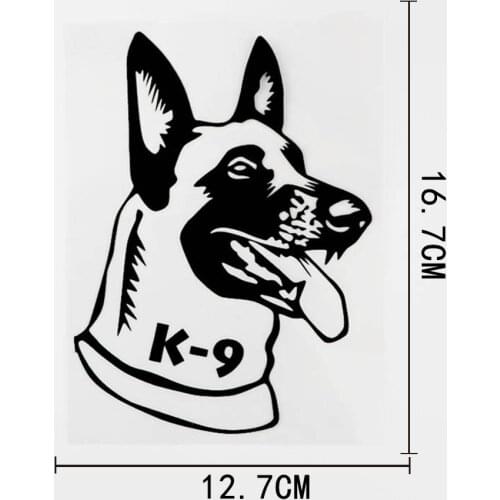 12.7CM*16.7CM Fashion K-9 German Shepherd Dog Vinyl Car Sticker Decal Black/Silver 8C-0347