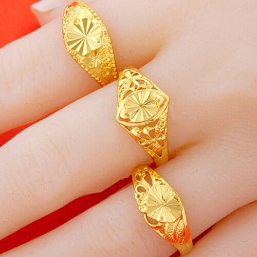 13 stlys Flower Brass 24k Gold-Plated Womens Ring Womens Imitation Gold Ring for Women Wedding Bride or Bridesmaid Jewelry