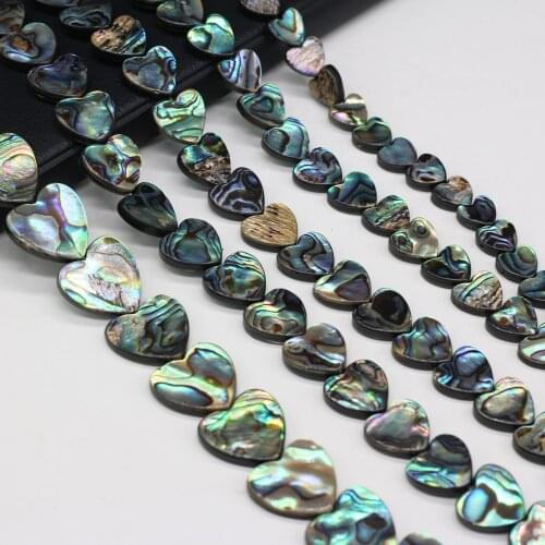 2Pcs Natural Abalone Shell Beads Heart Shiny Abalone Shell Necklace Accessories Charm for Jewelry Making Bracelet Earrings Gift