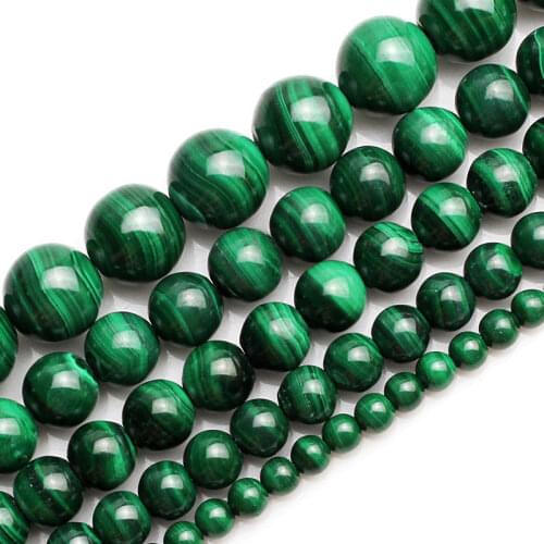 4-12mm Natural Green Malachite Stone Beads Round Loose DIY Beads For Jewelry Making Beads Accessories 15'' Women Men Gift