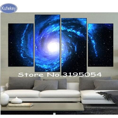 4PCS diy Diamond Embroidery Picture of Rhinestones Almaznaya diamond Mosaic Cross Stitch Diamond Painting Blue Spiral Galaxy