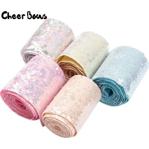 75mm Sequin Ribbon Candy Color Rainbow DIY Hair Bow Accessories For Kids Headwear Making Wedding Party Decorative Supply 2yards