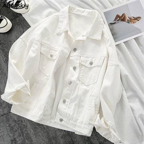 Basic Jackets Womens Solid Denim Loose Korean Style Casual Daily Ulzzang Korean Style Fashion New Autumn All-match Outwear Coats