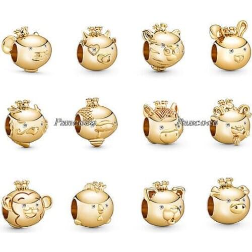 2021 New Year 925 Sterling Silver Bead Shining Rat Mouse Charm Fit Pandora Bracelet & Necklace Diy Women Jewelry