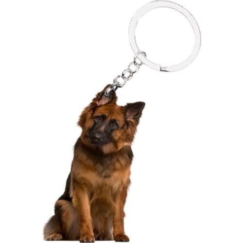 Pet Dogs Keychain German Shepherd Dog Kawaii Animal NOT 3D Flat Lucky Men Cute Charms Bag Drop Charms Girl Gift Chain Miss Pets