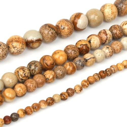 Natural Stone Beads Picture Jaspers Beads 4mm 6mm 8mm 10mm Round Loose Beads For Jewelry Making DIY Necklace Bracelet