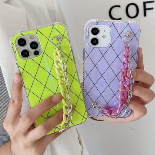 Bracelet Phone Case For Samsung Galaxy A52 A32 A12 5G Necklace Shockproof Candy IMD Laser Crystal Cover A32