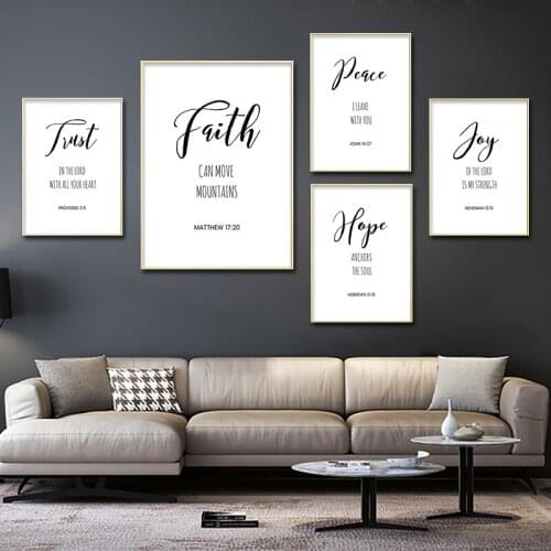 Nordic Love, Faith, Hope, Joy, Bible Verses, Poster Art Wall, Living Room Home Decoration, Canvas Painting Cuadros Decorativos