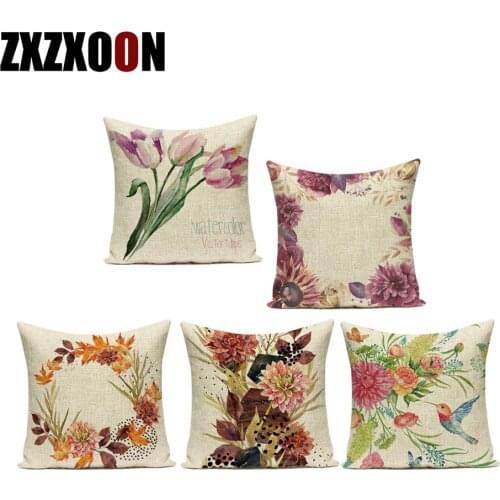 Sofa Decorative Cushion Cover Flower Floral Plant Pillow Pillowcase Polyester Throw Pillow Home Decor Pillowcover Almofadas