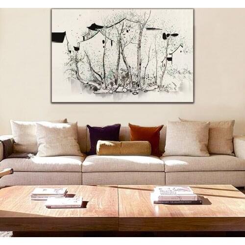 DIY colorings pictures by numbers withWu guanzhong water town in the south of the Yangtze river picture drawing Relief painting