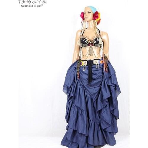 Women ATS Tribal Belly Dance 100% Cotton Skirt Tribal Bohemia Ladies Gypsy Long Skirt Full Circle Dance Clothes CMM05