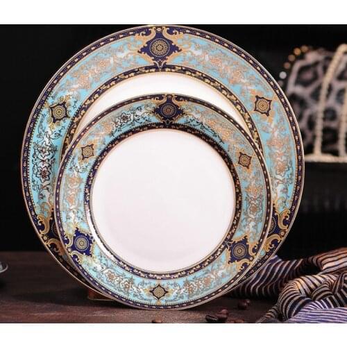 European-style bone china Western food plate steak cake Dessert plate creative home ceramic flat plate tableware table decor