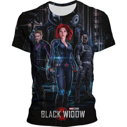 Marvel Movie Super Hero Black Widow T Shirt Mens Women Kawaii Avengers Natasha Graphic Tees Harajuku Unisex Tops T-shirt Female