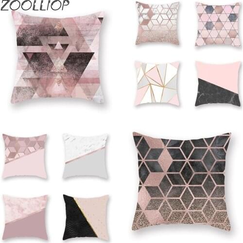 Geometric Cushion Cover Home Decor Polyester Throw Pillow Case Striped Dotted Grid Triangular Geometric Art Cushion Cover