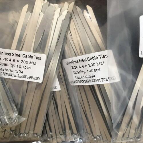 100pcs Stainless Steel Cable Ties wire harness cable binding tape winding exhaust pipe binding tape