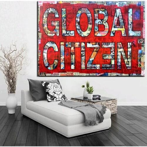 Canvas Print Paintings Graffiti Street Wall Art Poster Abstract Global Citizen Graffiti Canvas Art Picture LIving Home Decor