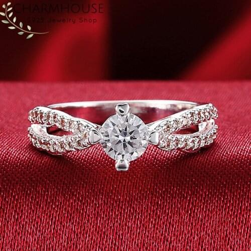 Pure 925 Silver Rings For Women Zirconia Finger Ring With Stone Wedding Band Anillo Engagement Bridal Jewelry Bague Femme Bijoux