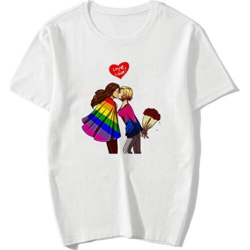 LGBT Gifts Gay Pride Couple Aesthetic Couple T Shirt Vintage Women Clothes Summer Harajuku LGBT Femme T-shirts Streetwear Top