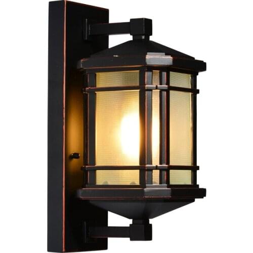Retro rustic Metal Wall Lamp glass lampshade Country Waterproof Garden Lights Villa Balcony Aisle Loft outdoor Wall fixtures