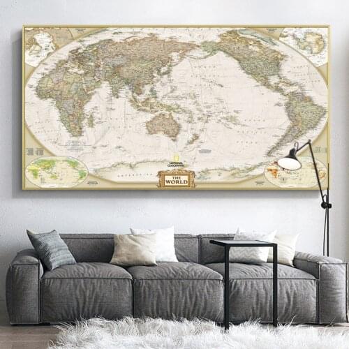 Modular Wall Paintings World Map Painting on Canvas Posters and Prints Wall Vintage Picture for Living Room Decoration Cuadros