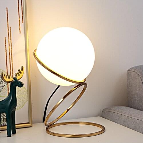 Nordic style ins girl table lamp bedside lamp bedroom creative simple home living room decoration study table lamp ring