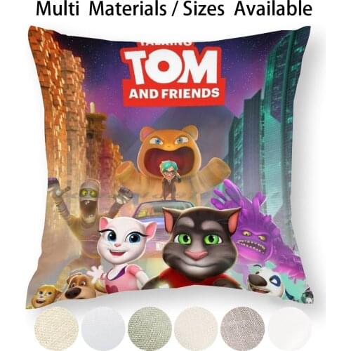 Threetom The My Talking And Friends Tom 2 2021 Pillow Case Throw Pillow Cover Cotton Linen Flax Cartoon Talking Tom Series The