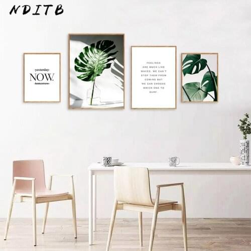Plant Leaf Canvas Poster Nordic Wall Art Print Scandinavian Painting Motivational Quotes Decoration Picture Living Room Decor