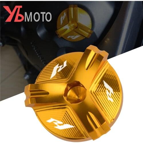 With LOGO R1 Motorcycle Aluminum Engine Plug Cap Oil Filter Cover For YAMAHA YZF R1 R1M 2005-2017 2018 2019 2020