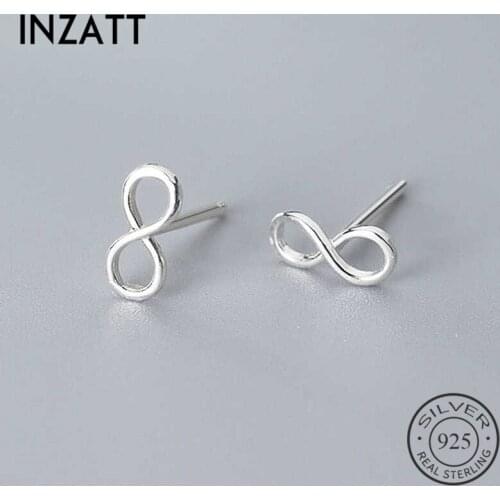 INZATT Real 925 Sterling Silver Infinity symbol Stud Earrings For Fashion Woman Cute Fine Jewelry MInimalist Accessories Gift